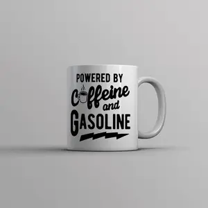 Powered By Caffeine and Gasoline Mug Funny Coffee Mechanic Joke Cup - 11oz Funny Coffee Mugs Ceramic Printed Drinkware Cup