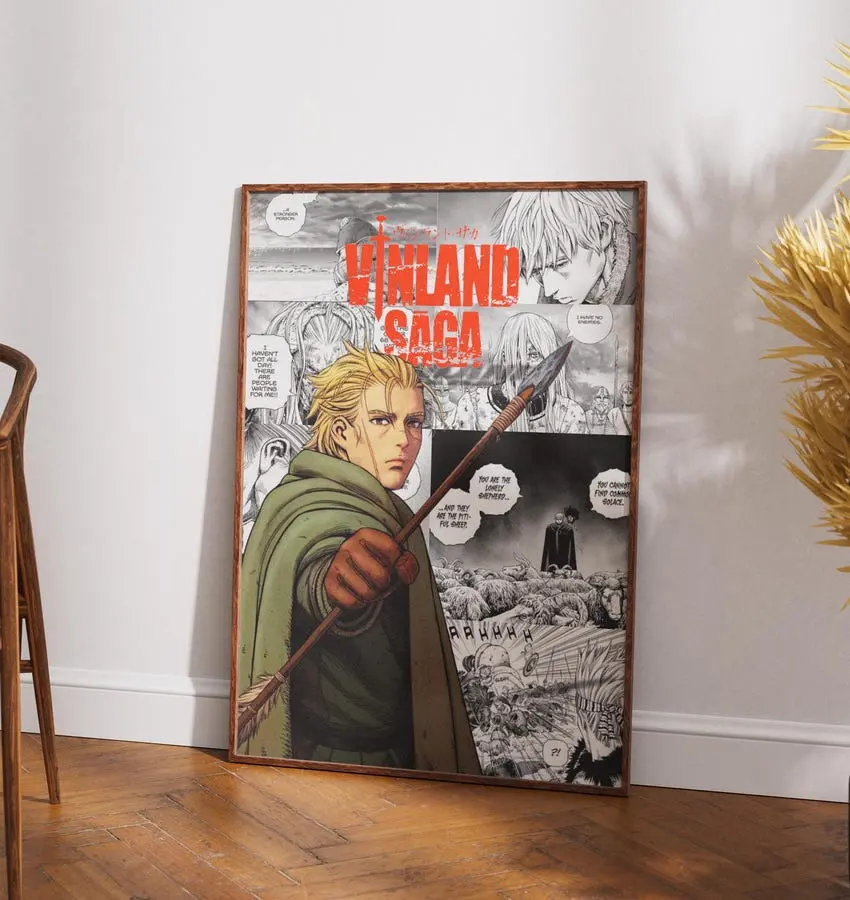 Vinland Saga Manga Panel Poster Print, Thorfinn Anime Artwork Wall Decor, Christmas Gift for Anime Fan, Original Minimalist Retro Aesthetic