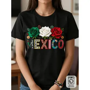 Creative Pattern Print T Shirt Featuring Mexico Theme Perfect for Women's Spring Summer and Fall Casual Fashion Machine Washable Suitable for Sports Daily and Party Wear Halloween Costumes and Autumn Style graphic tee