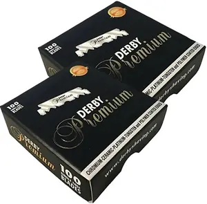 Derby Premium 200 Single Edge Razor Blades for Straight Razor - TURKIYE Origin - Chromium Ceramic Platinum Coated Blades