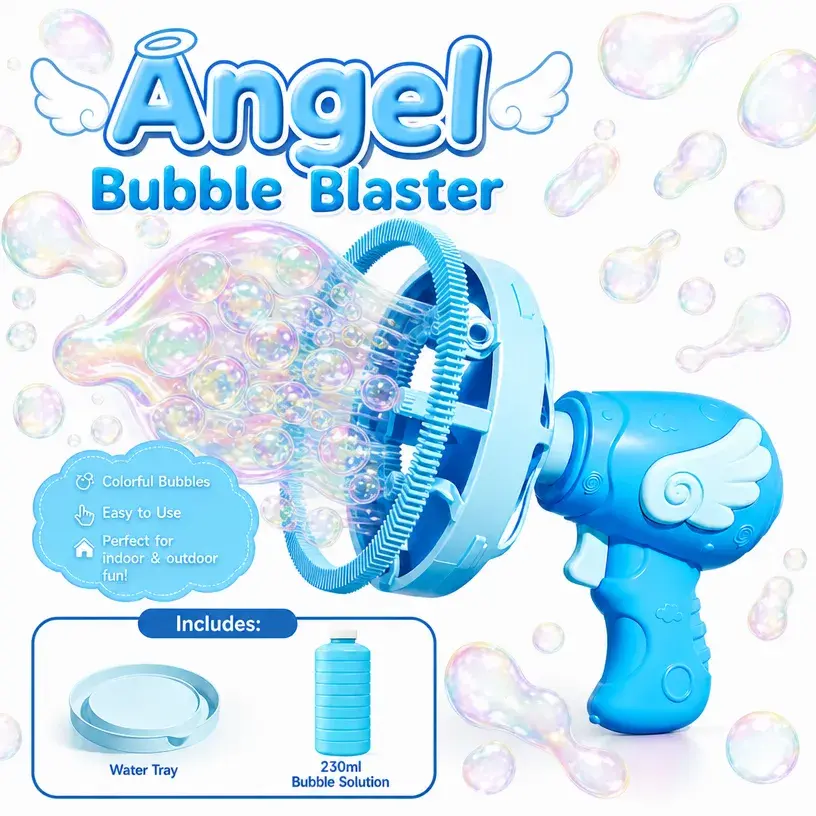 Bubble Gun Machine for Kids 3-8: 1 Pack Automatic Bubble Guns with 1 Bottles Refill Solution BPA-Free- Summer Outdoor Toys Bubble Blaster Maker Blower for Easter Party
