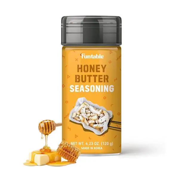 Funtable Honey Butter Seasoning (4.2 oz, 120g) - Honey & Creamy Butter Flavor Powder, Easy to Use. Perfect Seasoning for Chicken, Nuggets, Popcorn, Nachos & More.