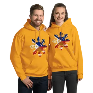 Men's EchoWear Unisex Flag Hoodie Tops - Philippine/American Prints, Smooth Yarn Fabric