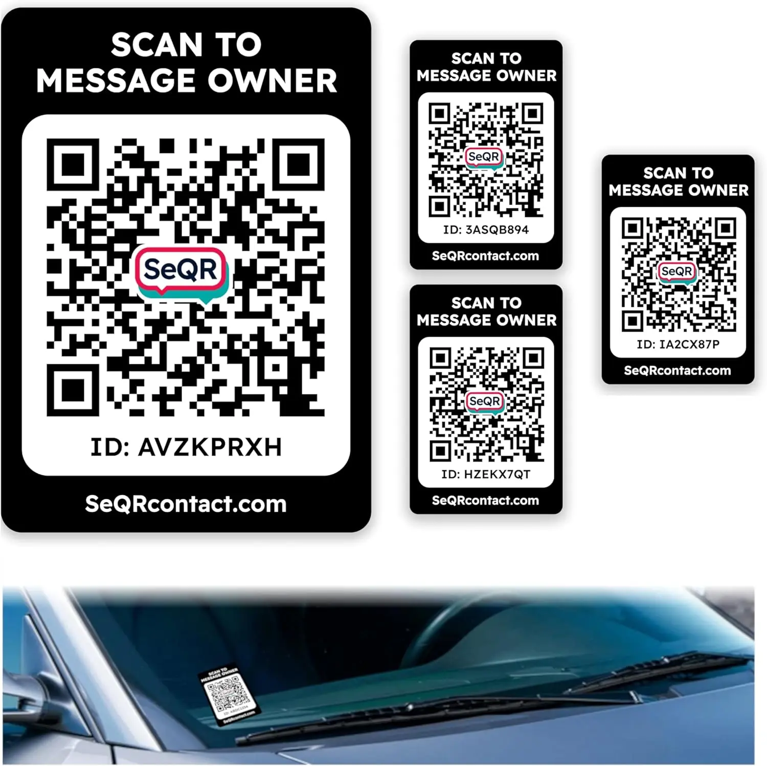 Car Contact Tags | QR Car Magnet Sticker & Decal for Messaging About Vehicle | Custom Name Stickers for Car or Truck Windows, Doors, Bumper Stickers