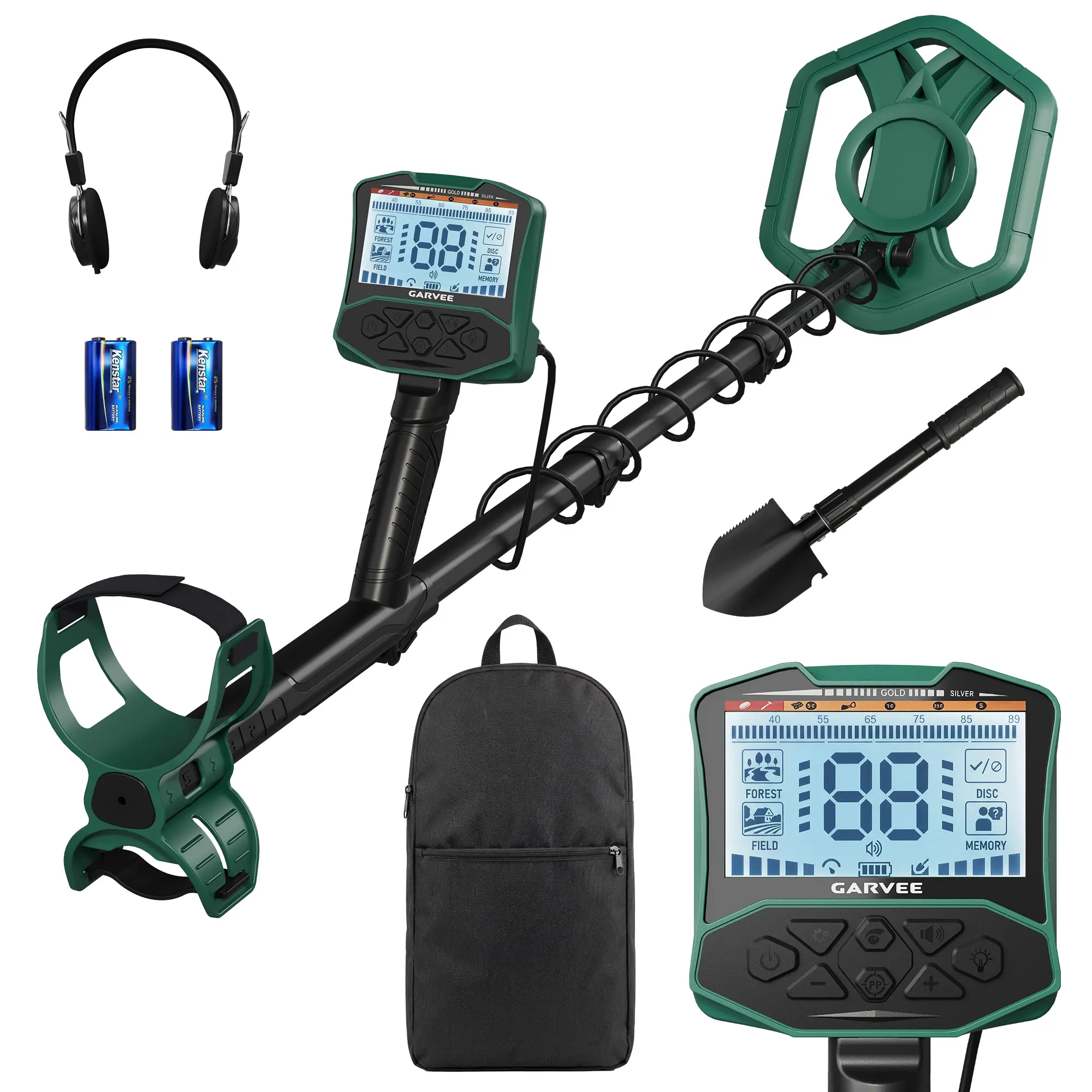 Garvee Professional Metal Detector – High Accuracy Gold & Coin Finder for Adults and Beginners, 5 Search Modes, IP68 Waterproof Search Coil, Backlit LCD Display, Pinpoint Function, Adjustable Volume – Ideal for Treasure Hunting, Beach, Park, Yard