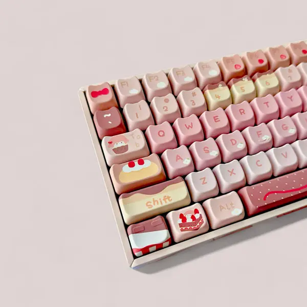 Chocolate Strawberry Keycap Set, MAO Profile, Cute Art, PBT, Cherry MX Stem, Dye-Sub Legends