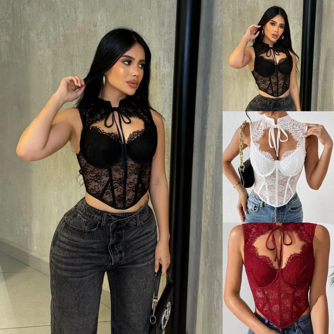 Neck Tie Up Corset