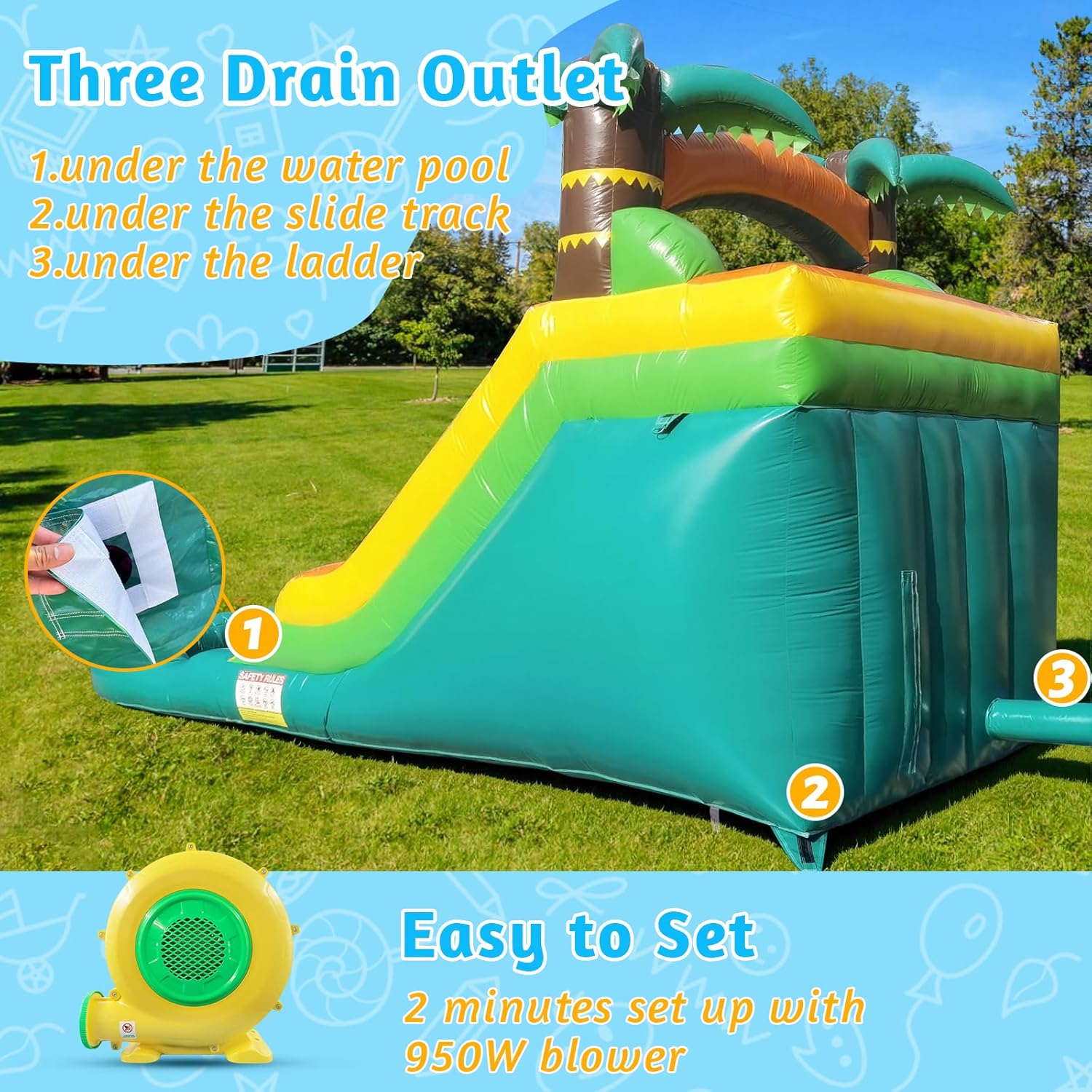 Water Slide Commercial, 21FT Big Water Slide for Kids and Adults with Powerful 950W Blower & Water Tube,100% Commercial Grade PVC Inflatable Adult Water Slides with Splash Pool (Green, 21x12x9FT)