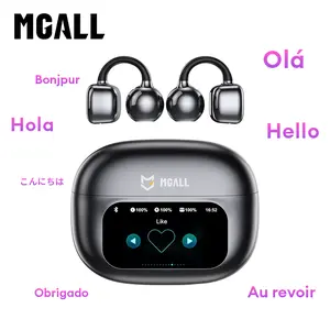 MGALL C02 (Supports Translation in 169 Languages) AI Edition Clip On Ear Headphones with LCD Full Color Touch Screen, Audio Wireless Headphones for Music & Phone Calls