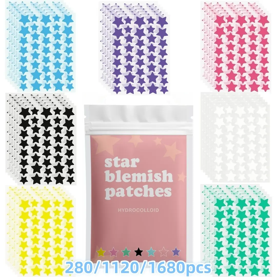 Star-Shaped Hydrogel Patches, Acne Patches For Face, Acne Pimple Patch, Soft Non-Irritating, Daily Facial Use, Long-Lasting Adhesive, Acne Spot Treatment, Acne Clearing Products, Blemish Relief Care, Blemish Barrier Patches, 280/1120/1680 Pcs