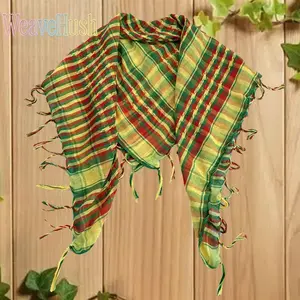 New Tassel Plaid Square Scarf for Men, Vibrant Red Yellow Green Rainbow Color Block Arab Style Scarf, Classic Check Pattern Soft Lightweight Shawl, Fashion All-Match Wrap for Daily Outfits, Outdoor Activities, Travel & Ethnic Style Matching, Comfortable A