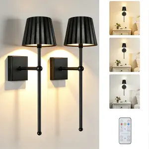 2pcs/1pc Smart LED Wall Lamp, USB Rechargeable Wall Sconces, Touch for Remote Control Infinit Dimming, Timing, for Bedroom Mirror Living Room Wall Painting, Light Decor, Sleek Design, Rechargeable Lamp, Adjustable Brightness