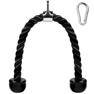 27 Inch Tricep Rope Cable Machine Attachment, Heavy Duty Coated Nylon Pulldown Rope with Solid Rubber Ends, Fitness Gym Accessory for Tricep Workouts