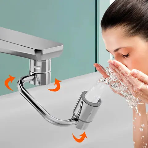 Rotatable Faucet Aerator Extension - Dual Spray Head Bathroom Sink Taps, Multi-Function Connector, All-Angle Control, Sink Cleaning Tap Head Replacement for Kitchen & Bathroom Faucets