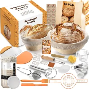 Sourdough Starter Kit, Bread Making Kit with Sourdough Starter Jar for Beginners, Banneton Bread Proofing Basket for  and Kitchen, Sourdough Bread Baking Supplies, Bread Making Tools Kit