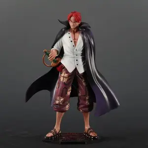 24cm One Piece Anime Figure Luffy Redhead Shanks Model PVC Statue Collectible Model Peripheral Toys Gifts