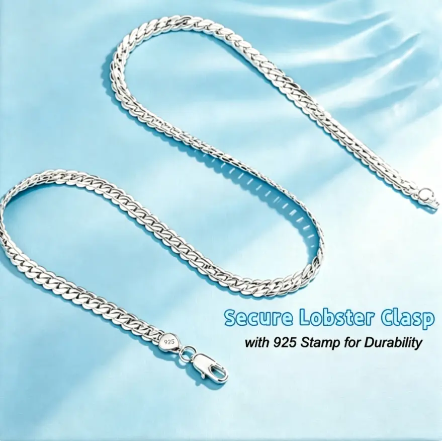 925 silver plated   Link Curb Chain Necklace for Jewelry for Everyday Wear Chain Necklaces for Men Women Necklace Jewelry