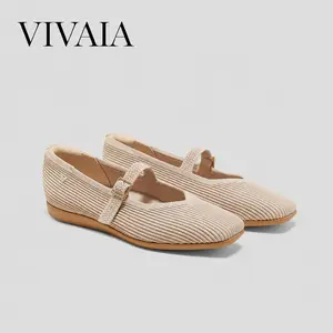VIVAIA Lightweight Square-Toe Shoes, Adjustable AdaptAll Strap for All Arches, Eco-Friendly Sugarcane Sole,  Wide Feet Friendly Flats (Margot Walker Mary Jane）
