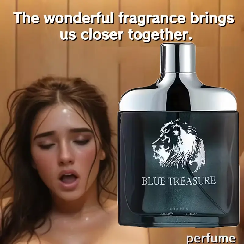 BLUE TREASURE Men's Luxury Oriental Woody Regular Edition Fragrance - 3.0 fl oz/90 ml, Long-Lasting Signature Scent, Elegant Lion Design, BPA-Free Formula, Exquisite Box, Youth Appeal, Premium Special Events Gift, Contains Neither Harmful Additives, Men's