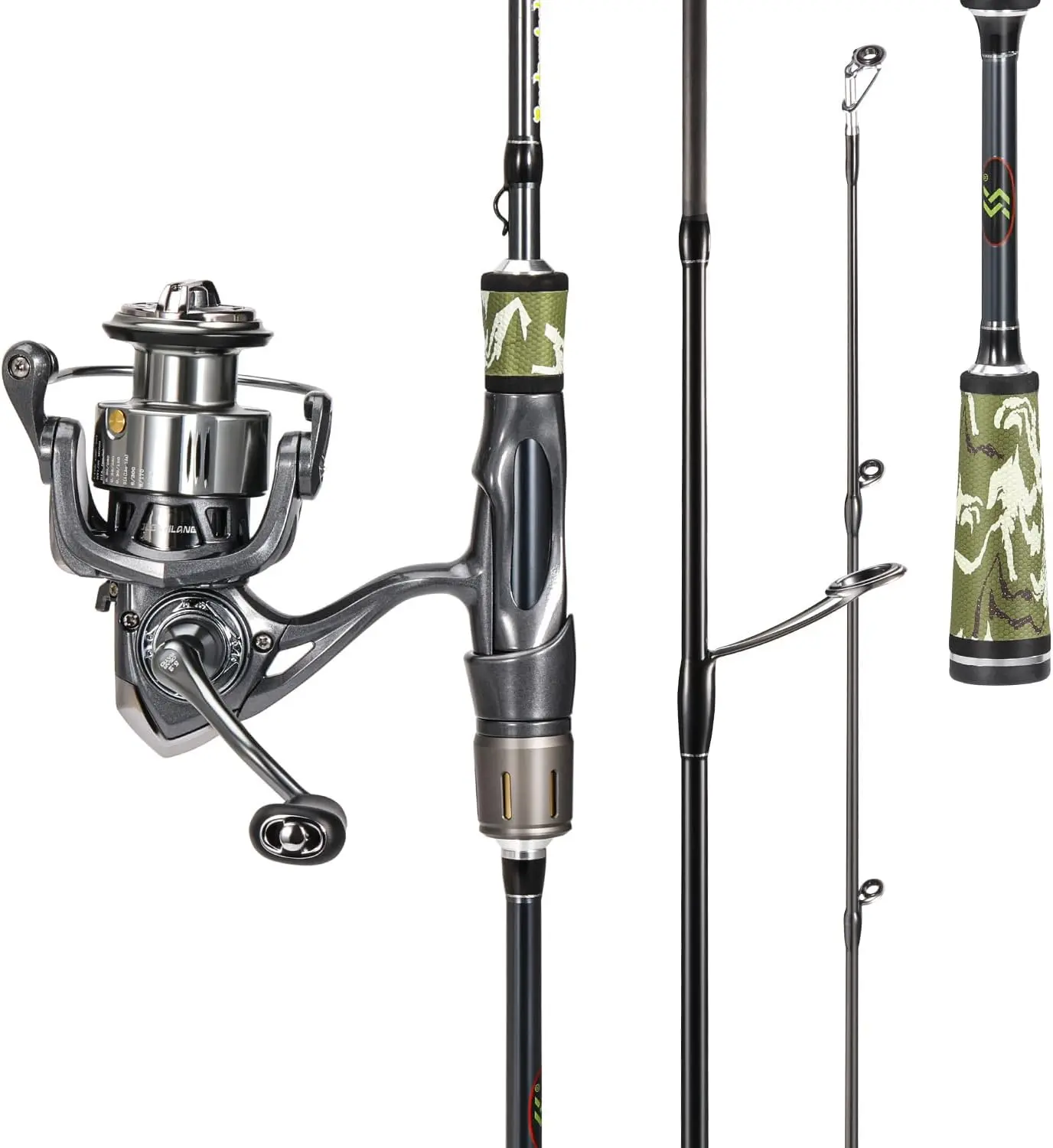 Sougayilang Spinning Fishing Combo – 30+24Ton Carbon Fiber 2-Piece Rod, M/MH Power, 19lb Drag, 5.2:1 Gear Ratio, Lightweight Saltwater/Fresh Kit with Varied Lengths (6’/7’/7'6'' Options), Multi-Size