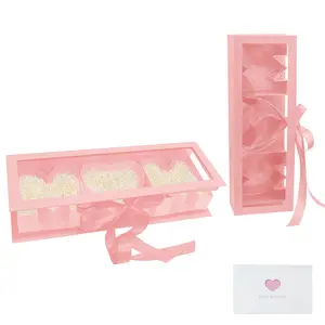 Mother's Day Gift Empty Mom Fillable Flower Gift Boxes Romantic Gift Box 17.52'x5.98'x3.74' Cardboard Heart Shaped Letter Boxes with Clear Window Card Ribbon Lafite Grass for Mother Grandma Stepmother