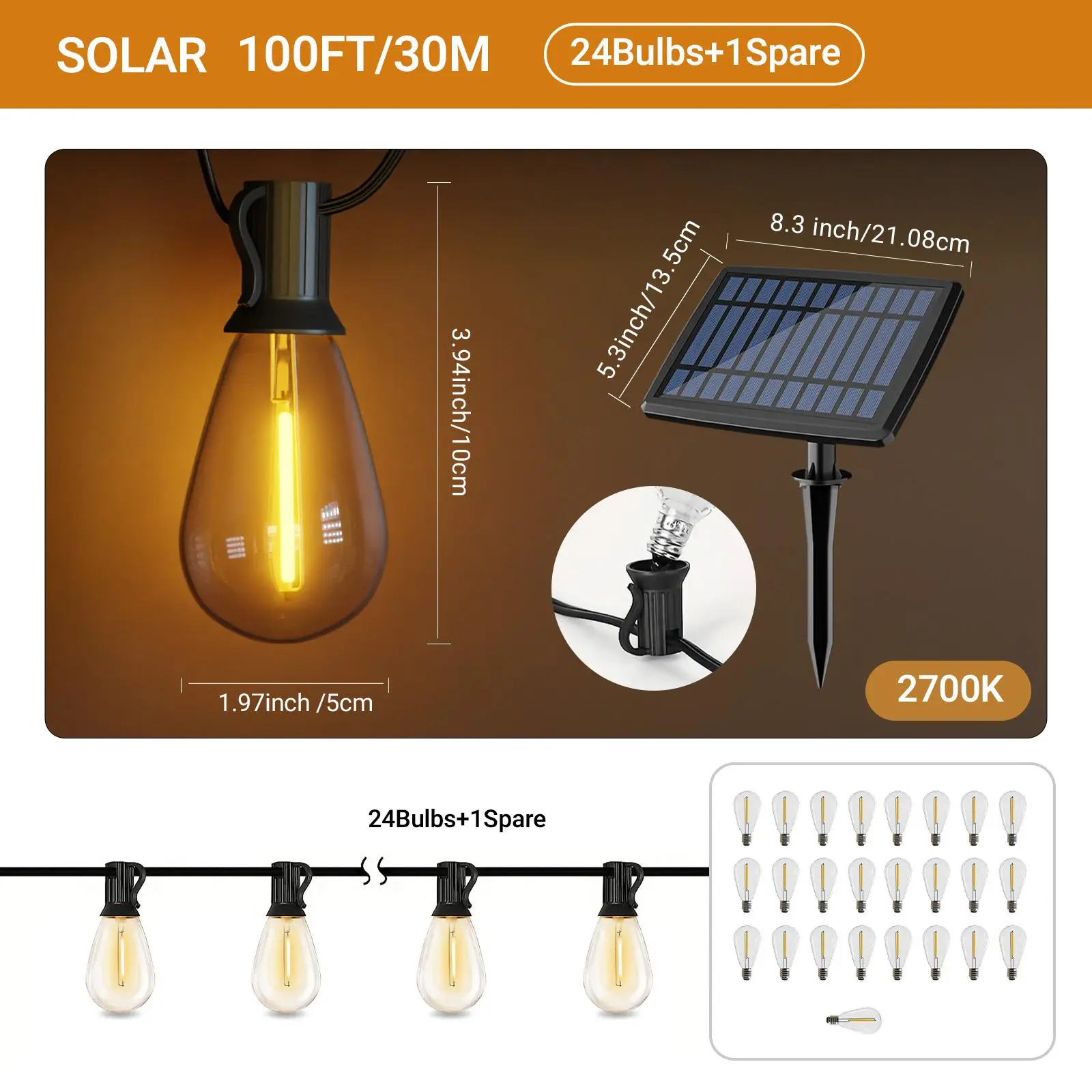 Solar cell-100FT(24 Bulbs)
