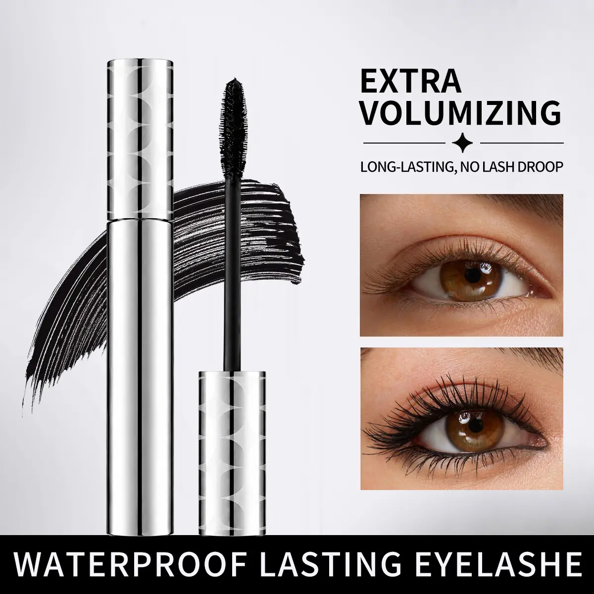 Metal Wand Mascara, Volumizing Lengthening Curling Mascara, Lightweight Buildable Formula, Natural-Looking Defined Lashes, Fluffy Full Lash Effect, Long-Lasting Daily Eye Makeup