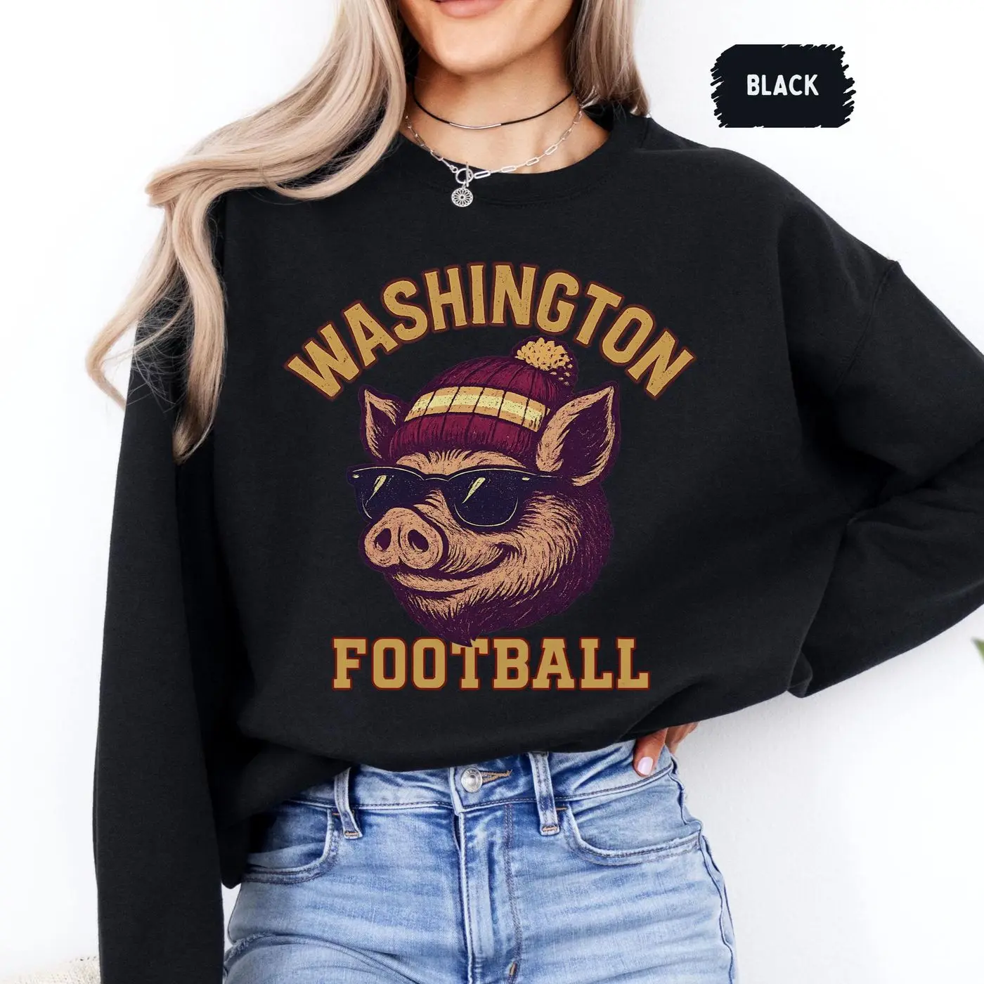 Retro Washington Football Sweatshirt, Vintage Football Crewneck, Sports Fan Gift, Washington Football Fan Apparel, Washington DC Pullover