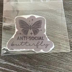 Printable Vinyl Sticker: Anti-Social Butterfly for Computers & Office Equipment
