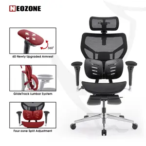 MUSSO X700 Glide Track Ergonomic Mesh Office Chair – Adjustable Lumbar Support, 6D Armrests, 4D Headrest & Footrest-B