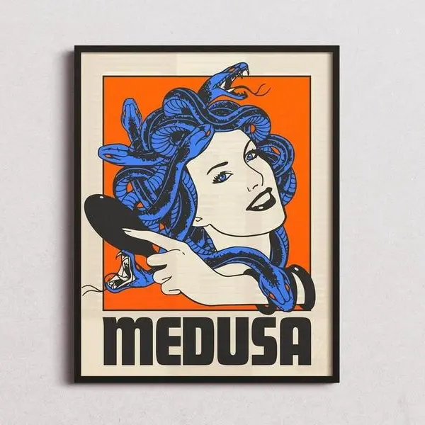 [SALE UP TO 50%][No frame, Free Ship] Medusa poster Decor, Wall Art, Greek Mythology Poster, Snake Goddess Artwork UNFRAMED AESTHETIC CANVAS POSTER