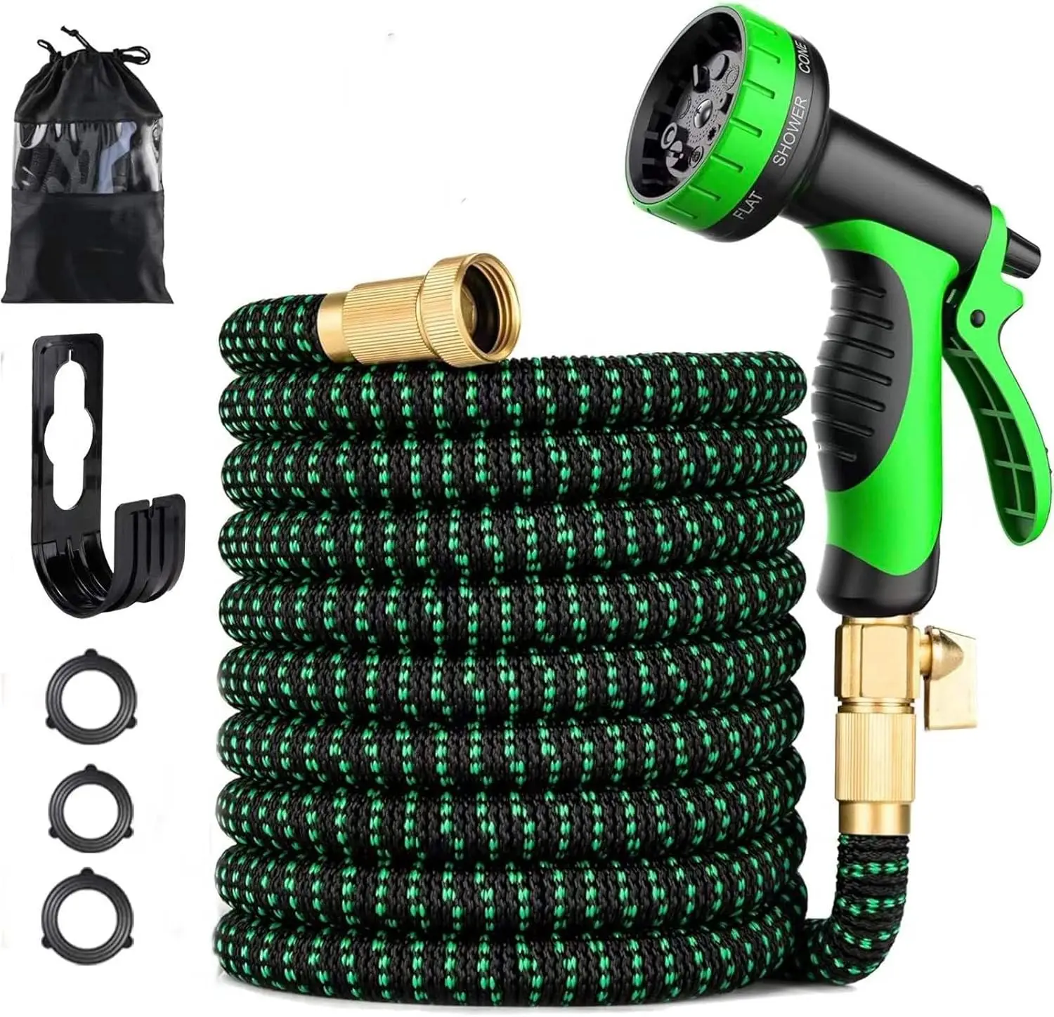 Expandable Garden Hose 25/50/75/100FT Water Pipe With 10-Function Nozzle, Additional Strength 3750d, Durable Flexible Water Pipe Without Kink, 3/4" Solid Fittings