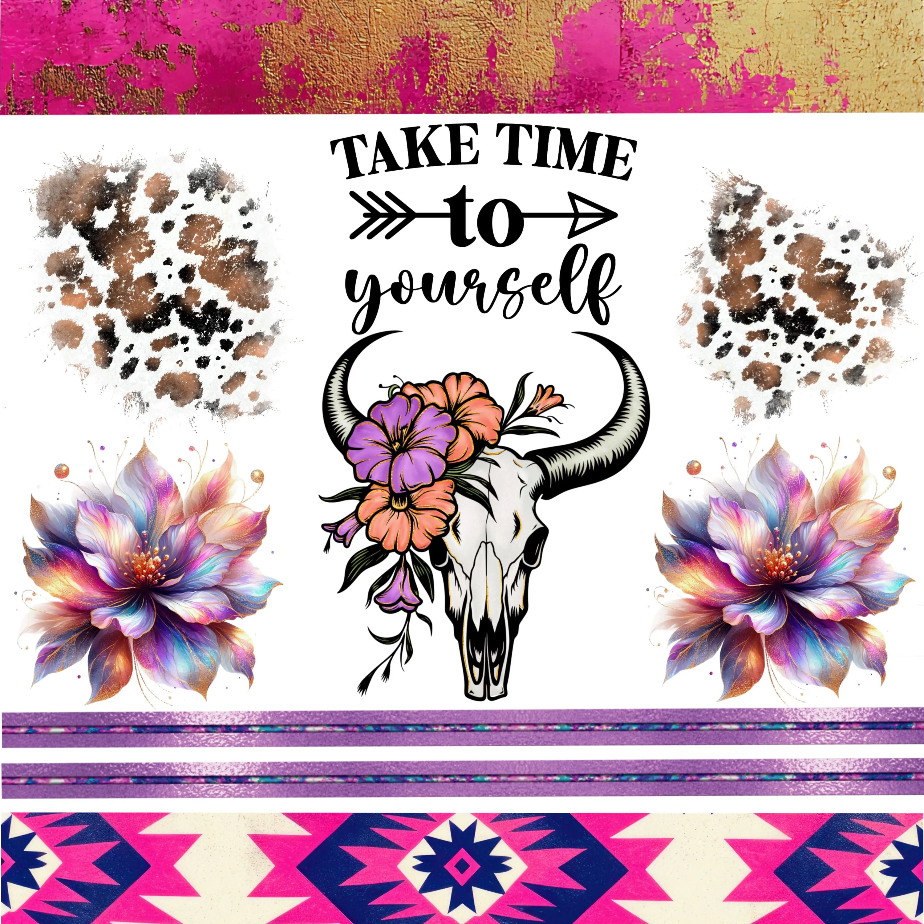 UVDTF 9.5 x 8.5 Element Sheet Take time Western Floral 6009