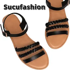 2025 fashion Women's Gladiator Flat Sandals Fisherman Strappy Sandals Ankle Strap Sandals Footwear Girl Shoe Walking Shoes