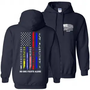 No One Fights Alone Police Firefighter Dispatcher EMS EMT Hooded Sweatshirt, T-shirt - NewFashion1