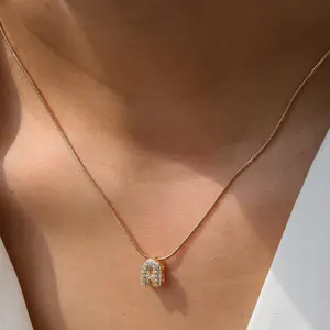 Fashion Tiny  Zircon Initial Alphabet Pendant Neckalce Gold Plated Stainless Steel A-Z Letter Necklaces Birthday Gifts Jewelry