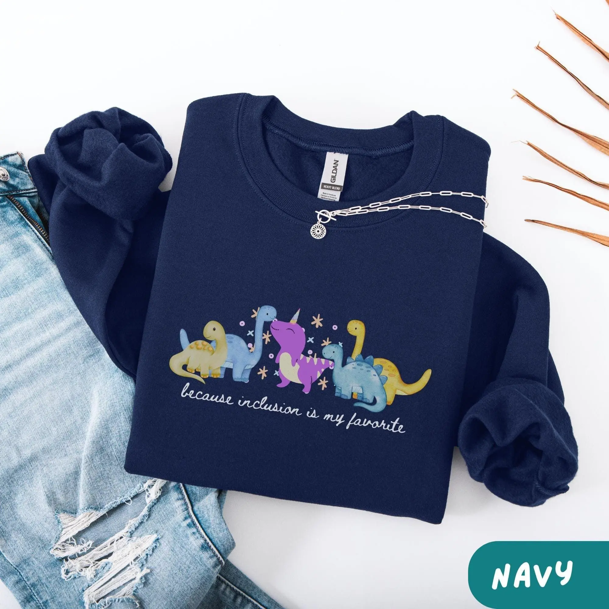 Neurodivergent Inclusion Sweatshirt, Neurodiversity Dinosaur, SPED Teacher Crewneck, Early Childhood Therapist Gift, BCBA RBT OT SLP