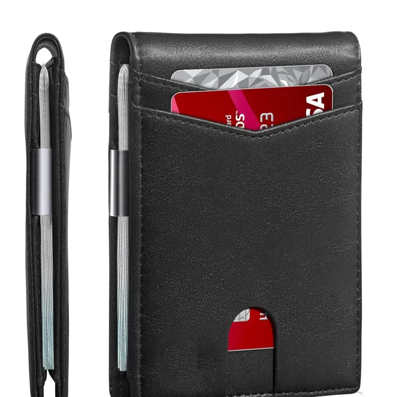 Minimalist Multi Functional Thin, Multiple Card Slot Card Holder, RFID Blocking Stylish Bi-fold Pu Leather Wallet, Ideal Gift for Men, Minimalistic Rfid Wallet, Rfid Blocking Wallets