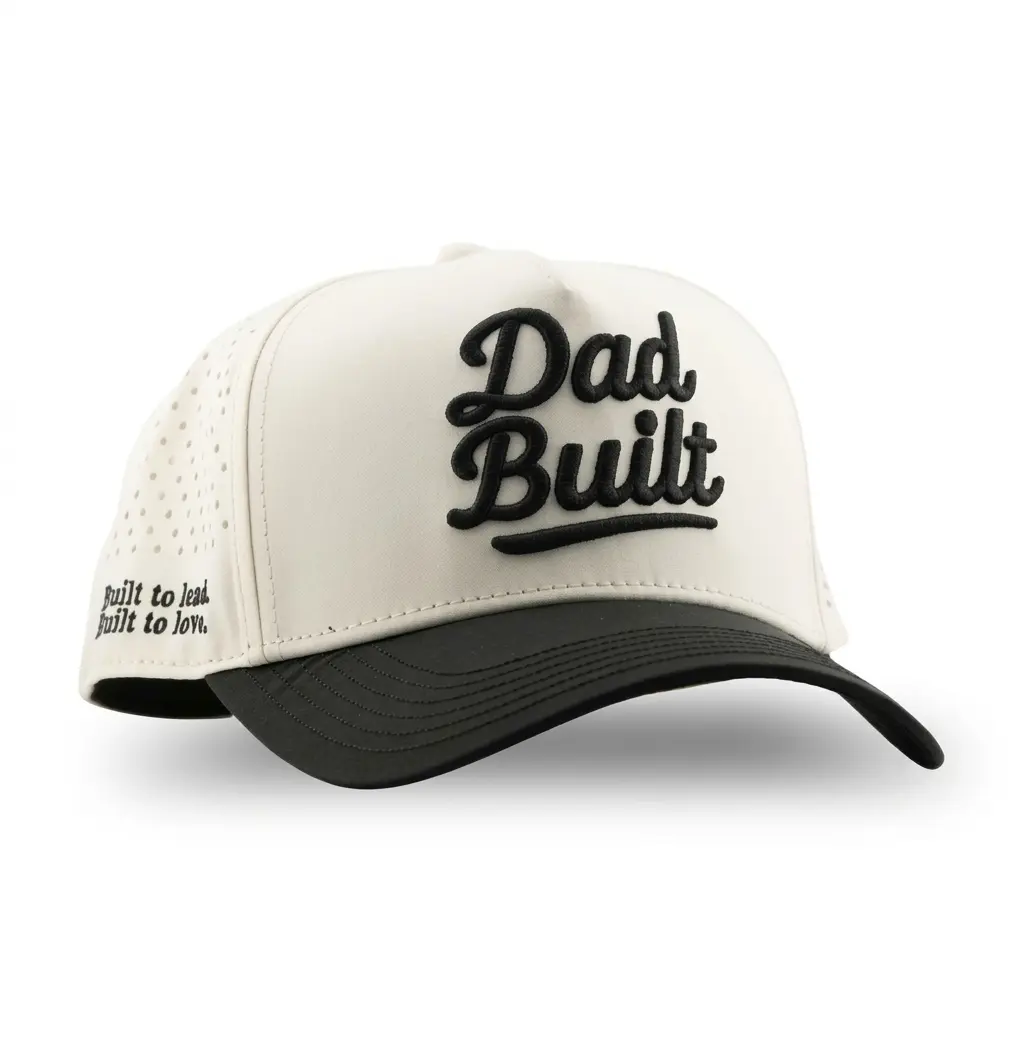Dad Built Classic Structured Cap - Water-Resistant & UV-Protected - 35% Cotton 65% Polyester - One Size Fits Most - Adjustable Snapback Strap - Durable Everyday Wear