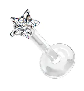 16G Star CZ Bioflex Labret Post