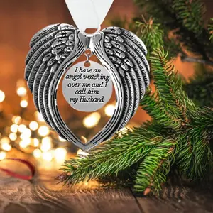 Christmas Memorial Hanging Ornaments Angel Wings, Memorial Gifts for Loss of Father I Have a Angel Watching Over Me I Call Him Dad Sympathy Gifts for Loss of Loved One in Heaven