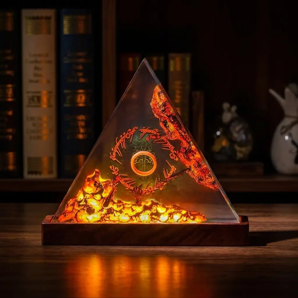 Handcrafted Lo.rd of the Ri.ngs Single Ring Diorama Figurine - Volcanic Lava Mountain Home Decor Statue, Epic Aesthetic Desk Ornament, Movie Gift for Him