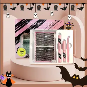 SOSIAYCICI DIY Lash Extension Kit Clusters Individual Lashes Kit 9-16mm Beginner Friendly Lash Bond and Seal, Lash Tweezer for DIY Eyelash Extension at Home For Girl Makeup 30D+40D All In One Set kawaii  lashes