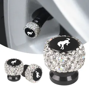 4pcs Ford Bronco Diamond Tire Valve Caps, Shiny Crystal Decorative Universal Metal Valve Covers, Latest Style Car Accessories, Car Parts