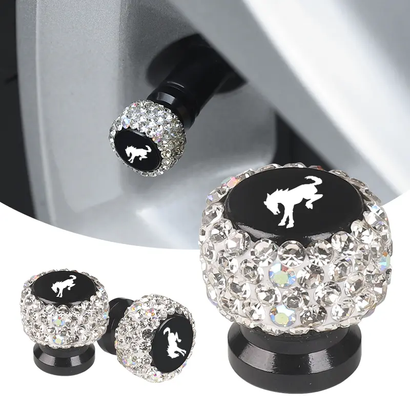 4pcs Ford Bronco Diamond Tire Valve Caps, Tyre Caps, Shiny Crystal Decorative Universal Metal Valve Covers, Latest Style Car Accessories, Car Parts