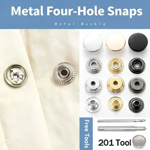 Four-Hole Button Fasteners, Metal Buttons Tool, Clothing Repair Accessories, Easy Operation, Hole Punching Kit for Cloth Leather Shoes