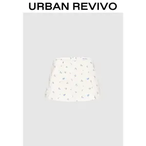 URBAN REVIVO Women's Floral Print Denim Mini Skirt - Denim Fabric Casual Wear, 2025 Trendy Versatile Chic Bottoms for Elegant OOTD