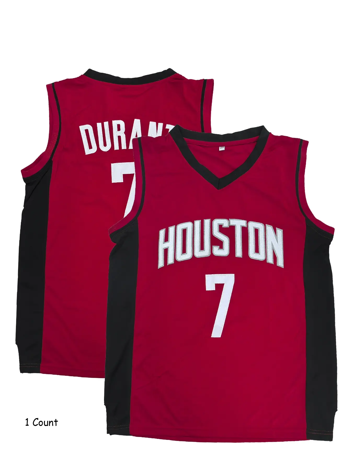 Embroidered men's #7 DURANT red white black basketball jersey - round neck mesh sports vest, all-digital embroidery breath version, suitable for competition, daily wear, party (S-3XL), sportswear, Sports tops