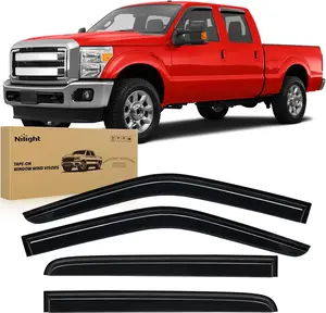 Nilight Tape-On Window Visors for Ford F250/F350/F450/F550 Super Duty 1999–2016 Crew Cab Only, Rain Guards, Vent Shades, Wind Deflectors, Reduce Wind Noise, Smoke Tint, 4PCS