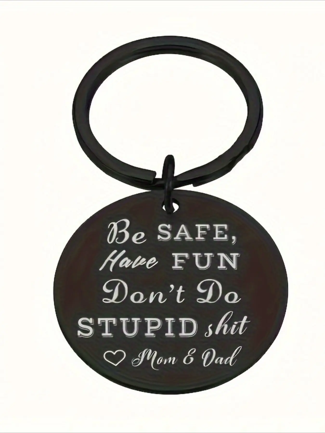 Gift for him/her 1 pack Safe and happy keychain Men's son don't do stupid keychains Fun keychain birthday gift from parents Authentic keychain Keychain Charm